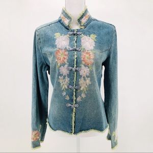 Soft Surroundings Floral Jean Jacket M